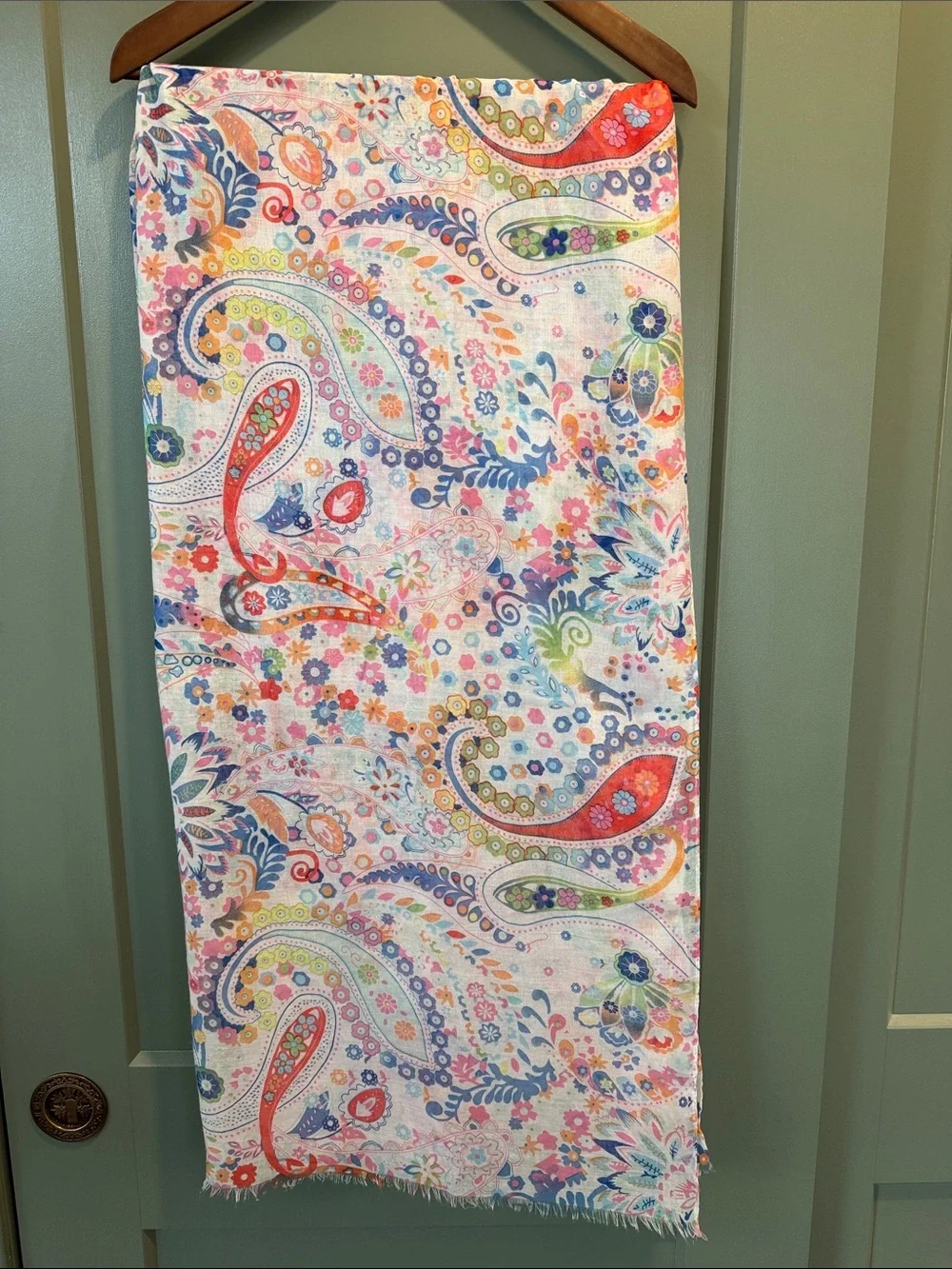 White Paisley Floral Women's Scarf
